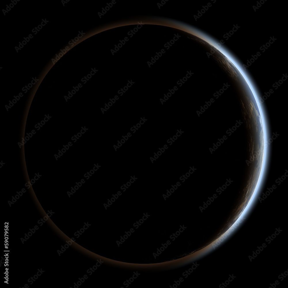 Planet isolated on black.