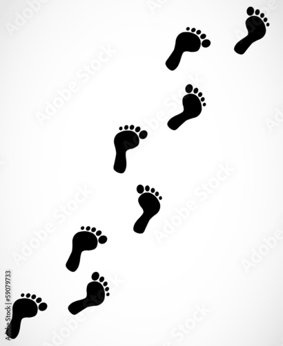 Trail of black human bare footsteps vector