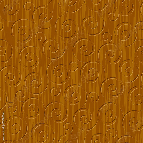 seamless abstract wood carved floral ornament