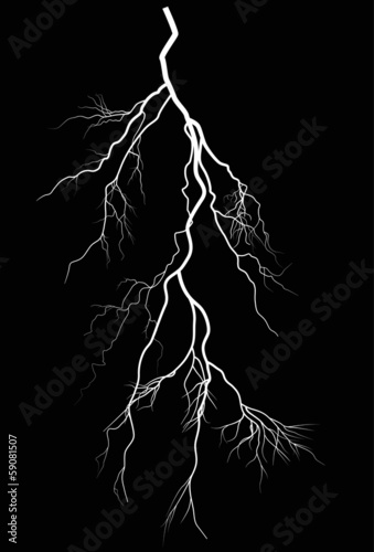 bright lightning isolated on black illustration