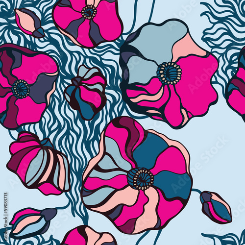 Abstract Flowers background. Seamless pattern