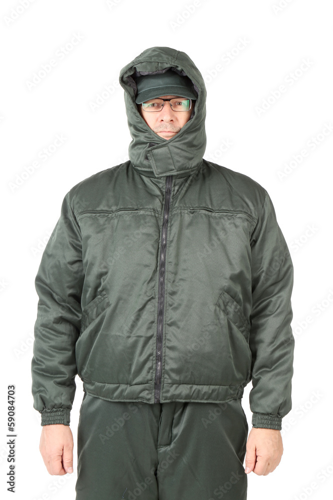 Worker in winter warm wear.