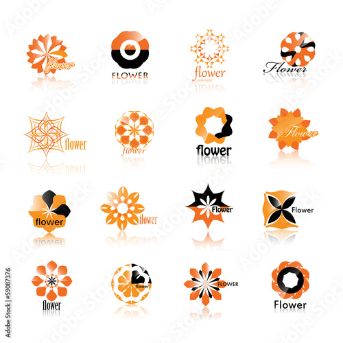 Flower Icons Set - Isolated On White Background