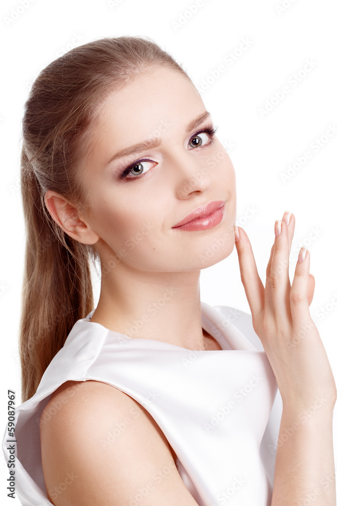 Glamour portrait of beautiful woman model with fresh daily makeu Glamour portrait of beautiful woman model with fresh daily makeu