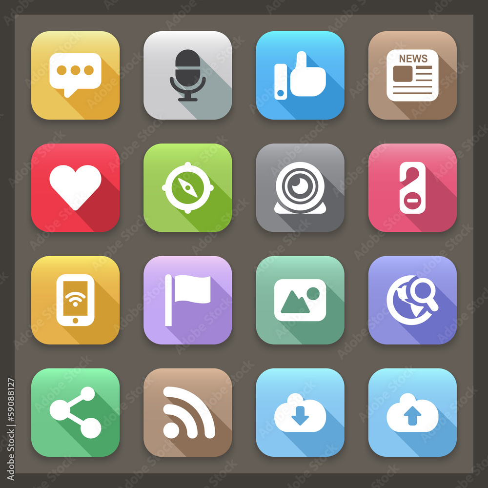 Fototapeta premium social flat icons with shadow set 2