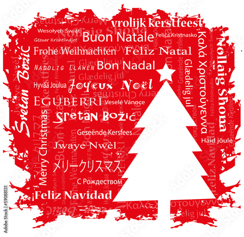 cartolina di natale con auguri in varie lingue