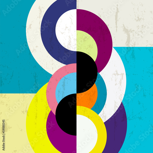 abstract background, vintage/retro geometric design, grungy