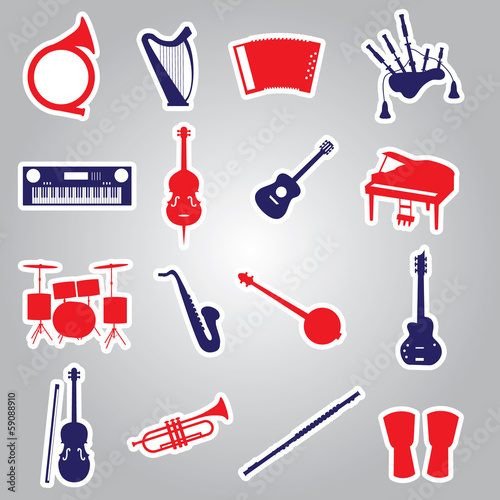 musical instruments stickers eps10