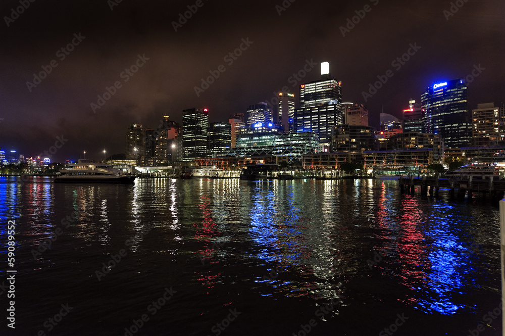 Darling harbour in Sydney bei Nacht