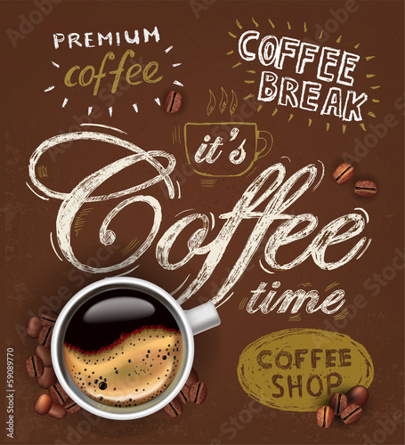 Plakat Wektorowa plakatowa filiżanka kawy