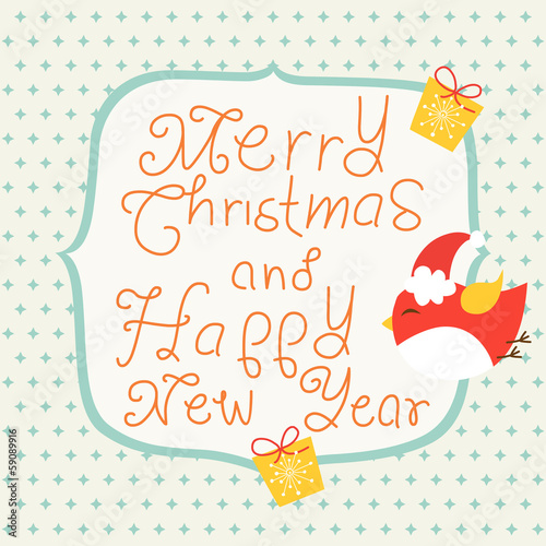 Merry Christmas and Happy New Year, greeting card