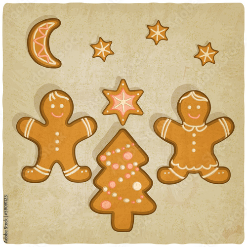 Christmas gingerbread cookies background