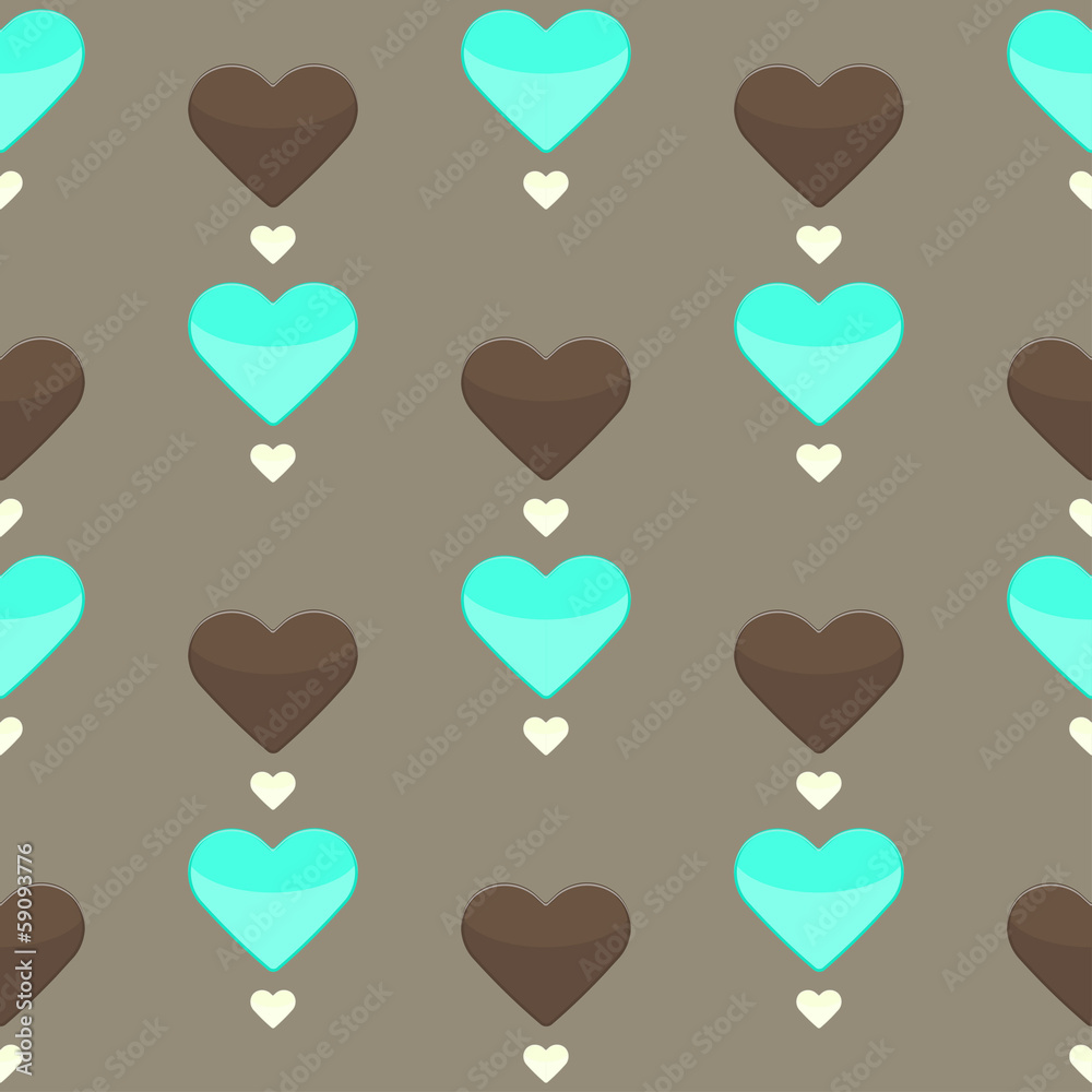 Seamless pattern with many colorful hearts