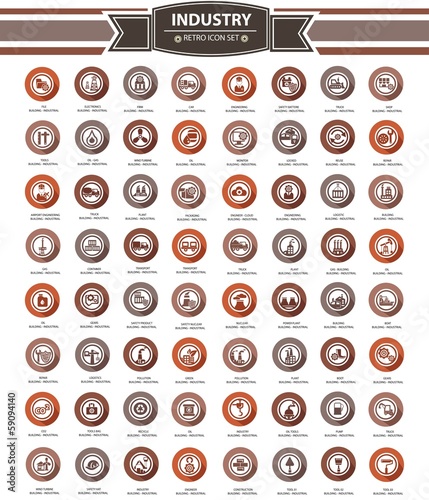 Set Of Industrial Icons,Retro Style,vector