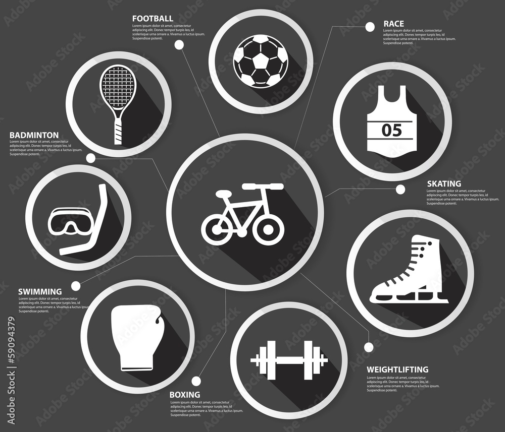 Fototapeta premium Sports concept,Black version,vector