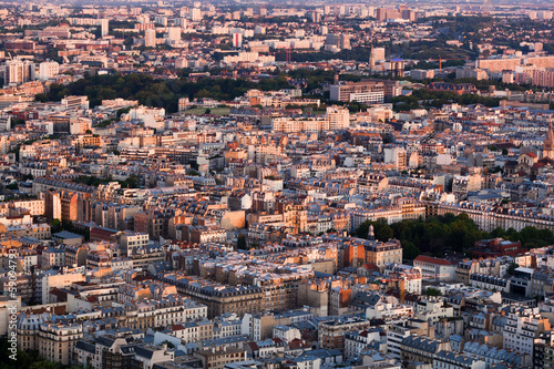 Paris, France view from the top on a residential district