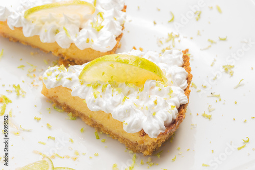 Two lemon pie slices