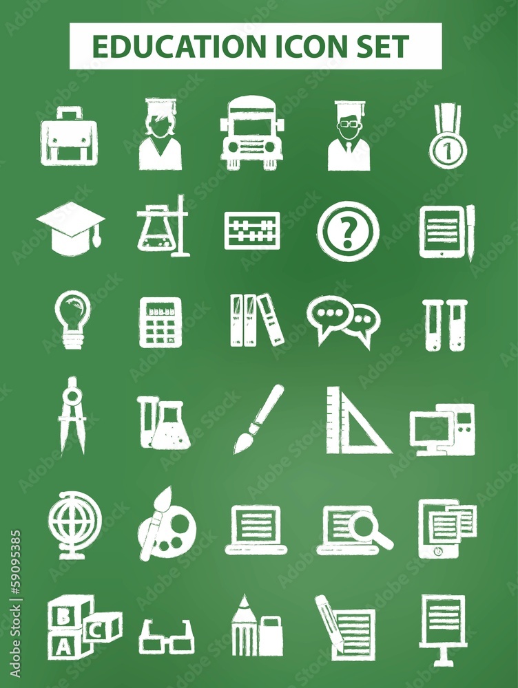 Education and science icons,Chalk version Education and science icons,Chalk version