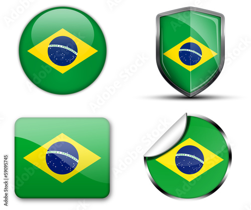 Brazil flag button sticker and badge Free Download Brazil flag button sticker and badge - GFXLoad