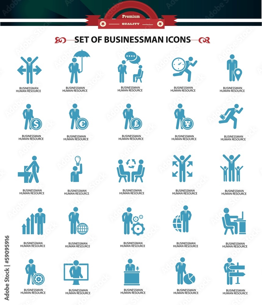 Set of Businessman icons,Blue version,vector Set of Businessman icons,Blue version,vector