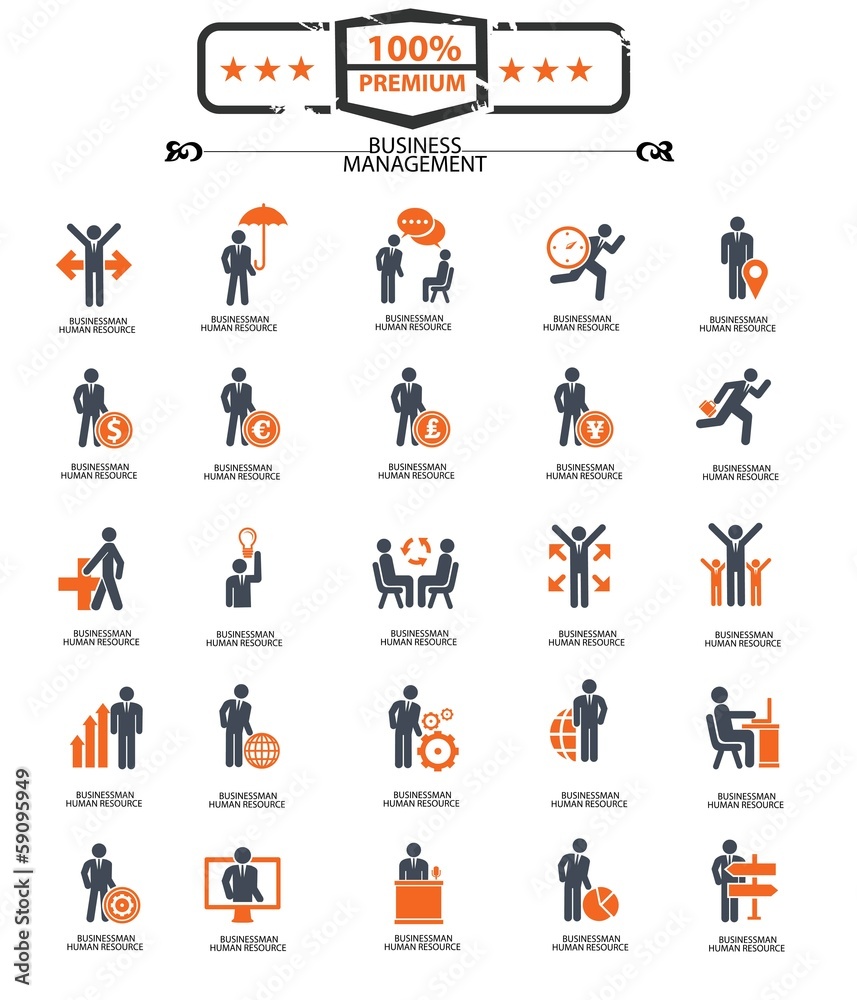 Set of Businessman icons,Orange version,vector Set of Businessman icons,Orange version,vector