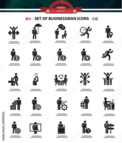 Set of Businessman icons,Black version,vector