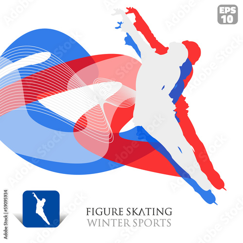Vector Winter Sports background with Figure skater and icon