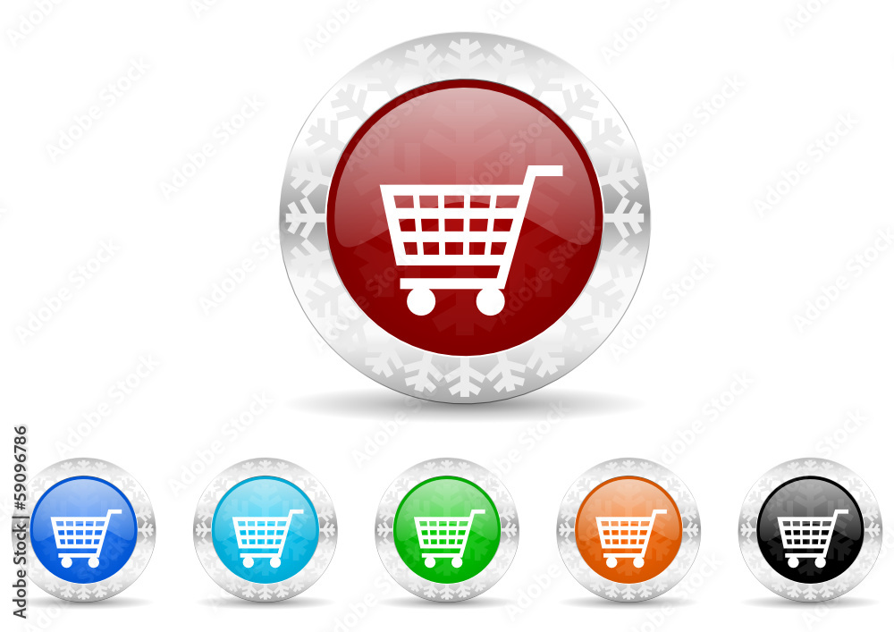 cart icon christmas vector set
