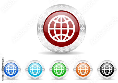 earth icon christmas vector set