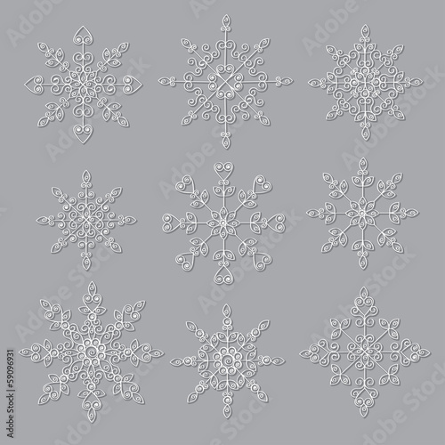 Set of decorative snowflakes. Vector