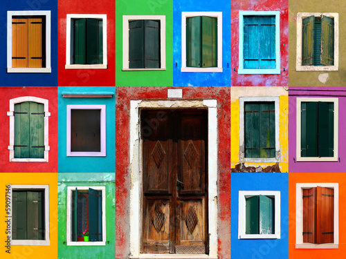 Windows collage with door