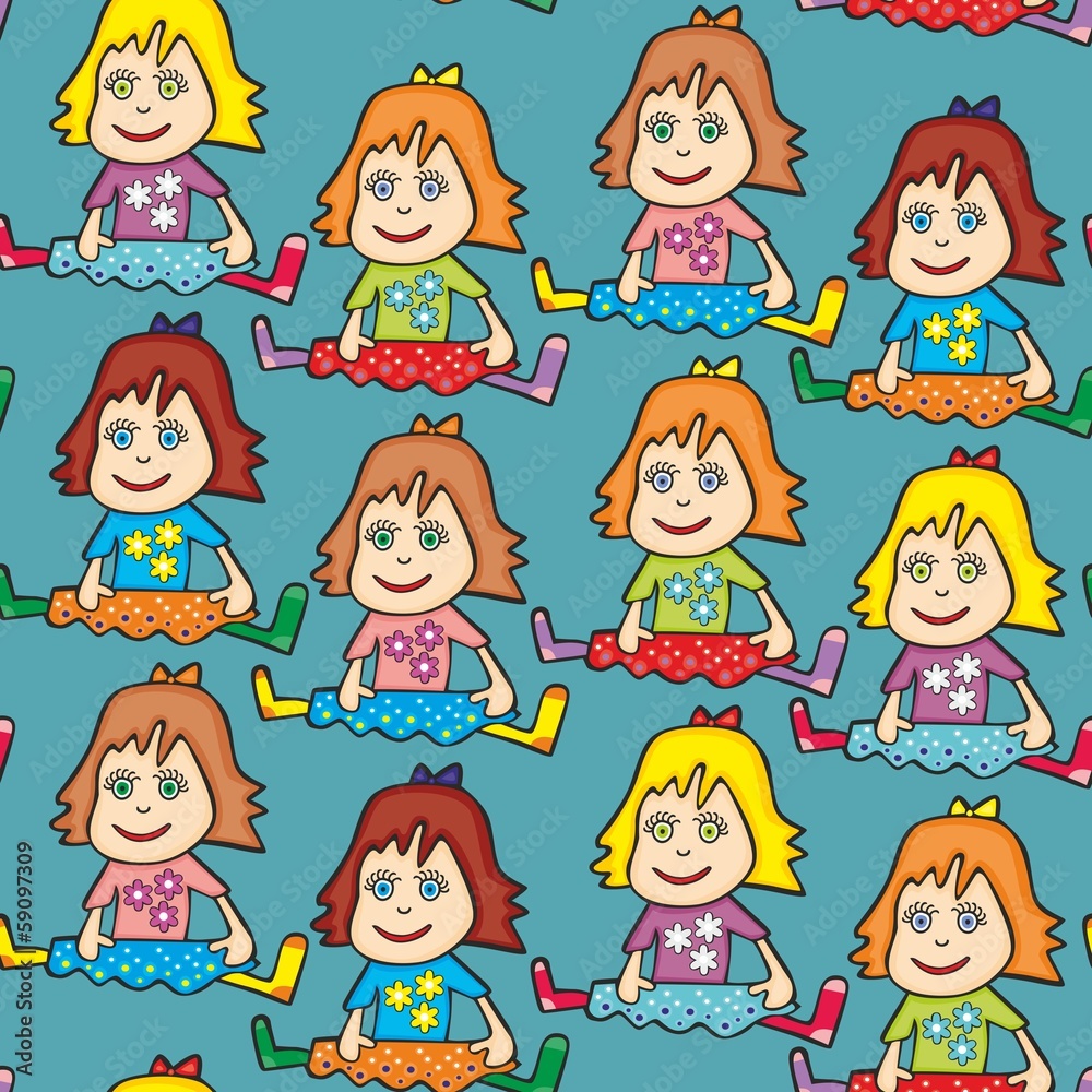 fully editable vector illustration with seamless dolls fully editable vector illustration with seamless dolls