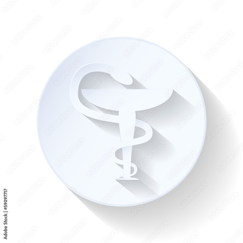 Fototapeta premium Medical bowl with a snake flat icon