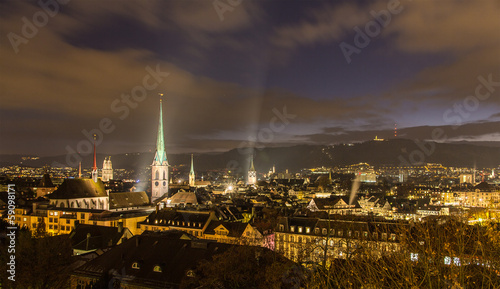 Night view of Zurich city center - Switzerland