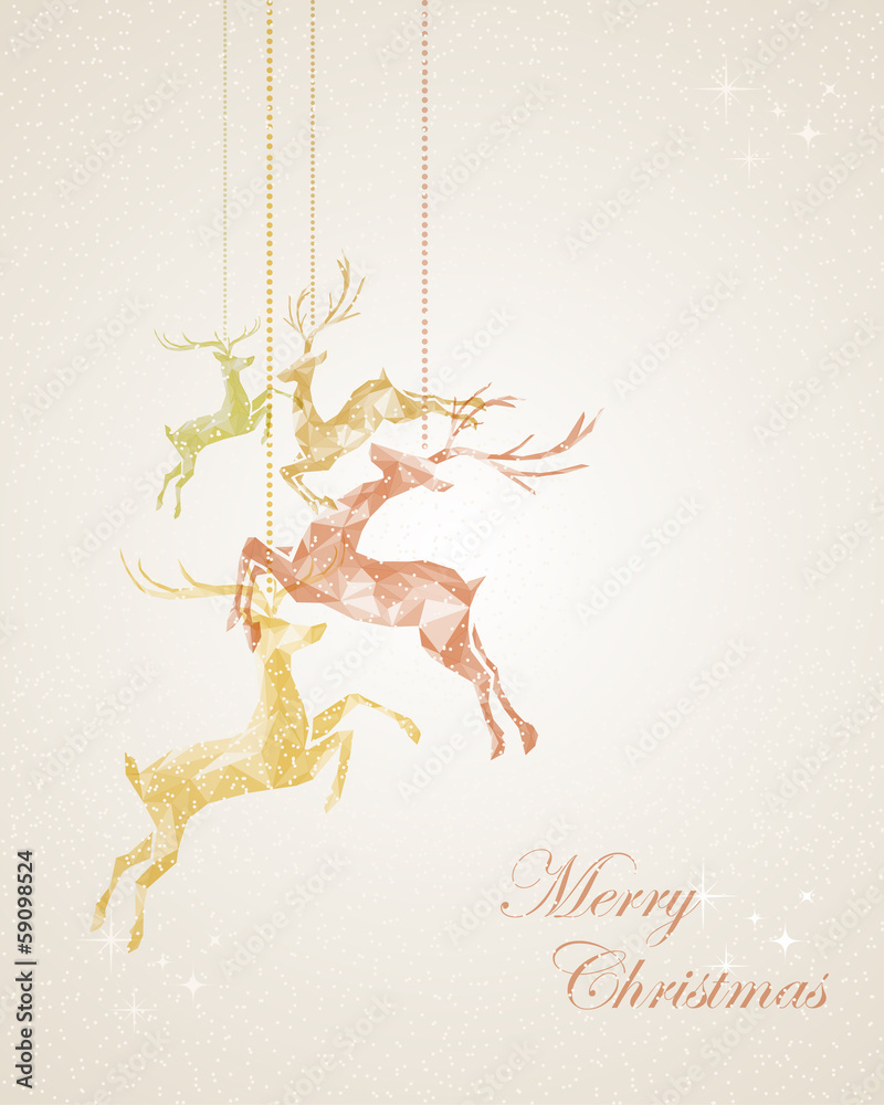 Merry Christmas abstract hanging reindeer greeting card Merry Christmas abstract hanging reindeer greeting card