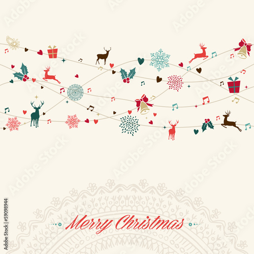 Merry Christmas vintage garland card