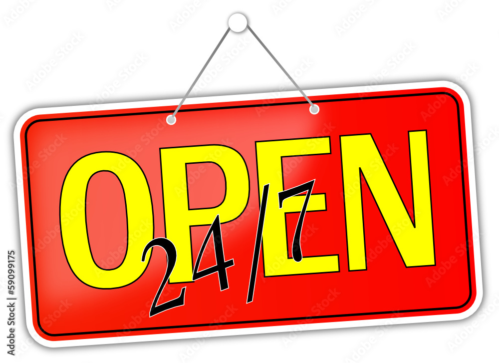 Open 24/7 geöffnet Schild #131205-svg01 Stock-Vektorgrafik | Adobe Stock