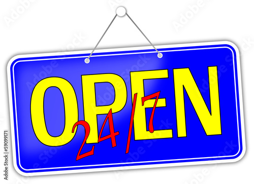 Open 24/7  Geöffnet Schild  #131205-svg02