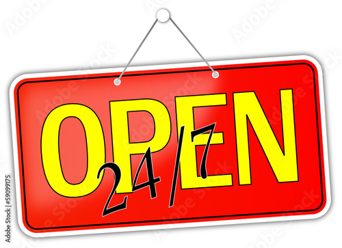 Open 24/7  geöffnet Schild  #131205-svg01