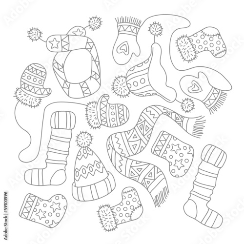 Warm knitted accessories, vector