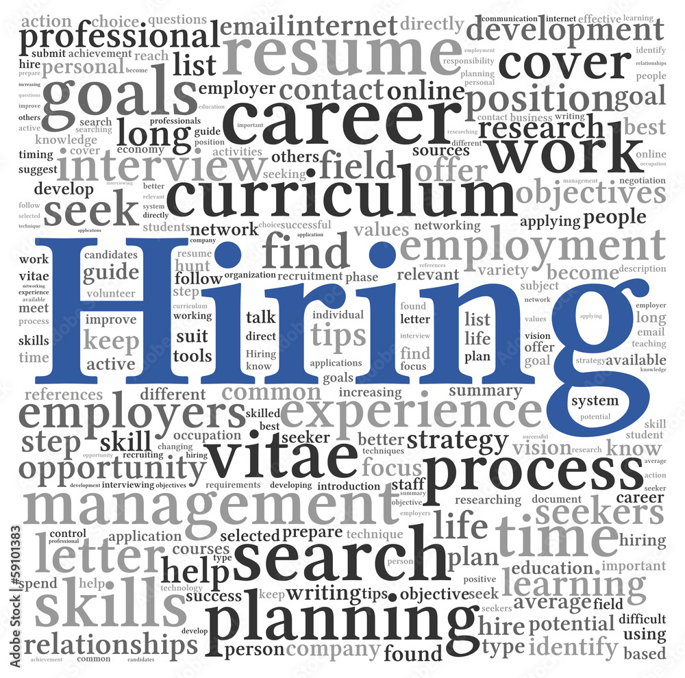 Obraz premium Hiring concept in word tag cloud