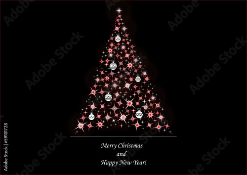 sparkling christmas tree on black background