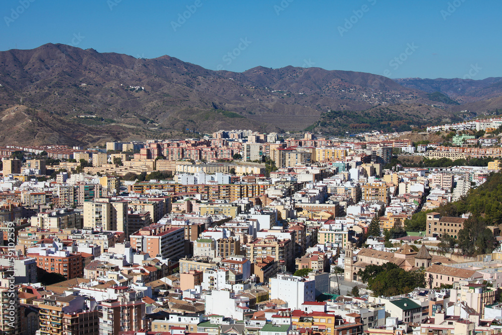 View on the famous city of Malaga, Spain.