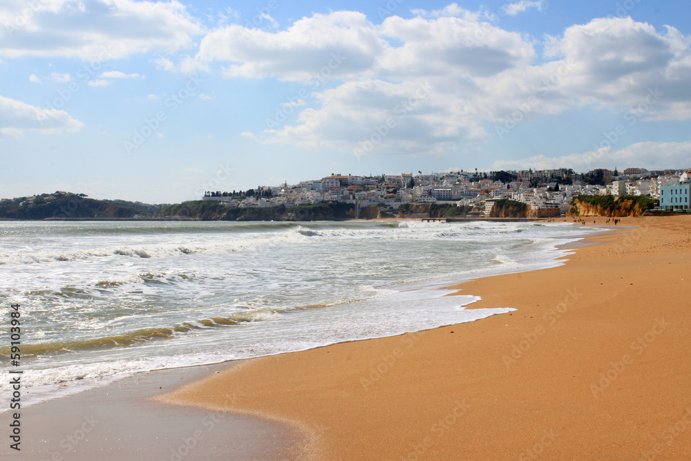 Beach and town of Albufeira, Algarve, Portugal Beach and town of Albufeira, Algarve, Portugal