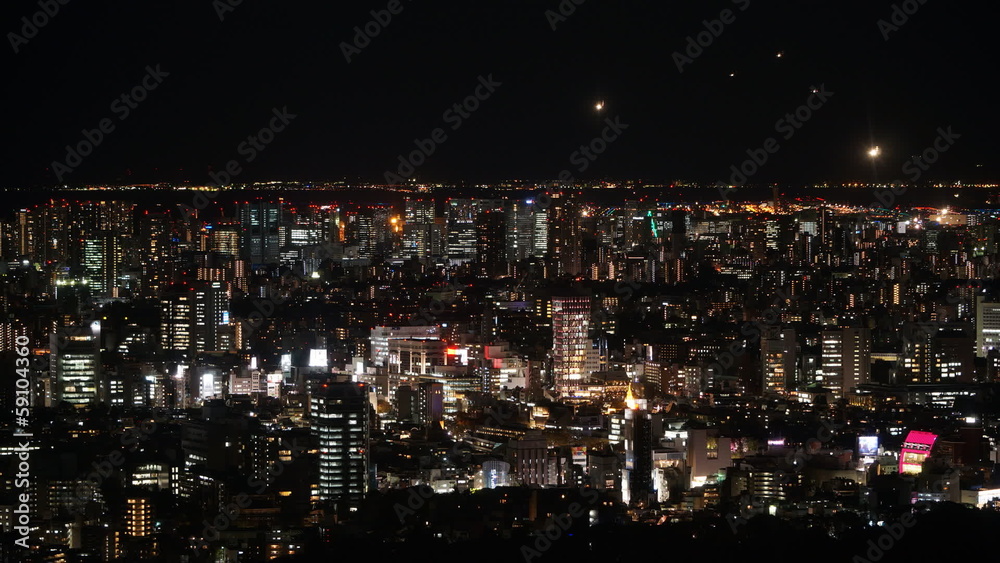 大都市東京の夜景イメージ (新宿より羽田空港旅客機の離着陸を望む)インターバル撮影 大都市東京の夜景イメージ (新宿より羽田空港旅客機の離着陸を望む)インターバル撮影