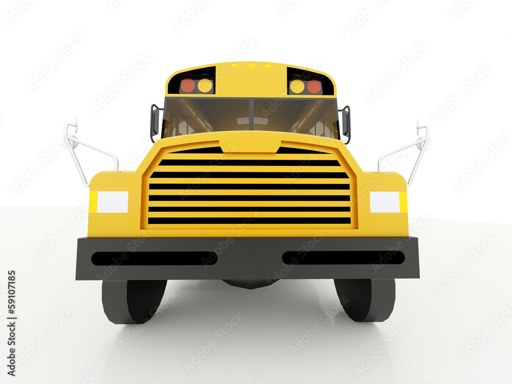 Yellow school bus isolated on white
