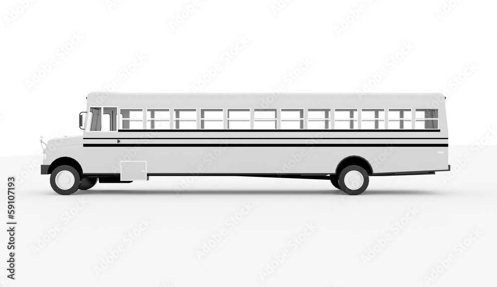 School bus long rendered and isolated School bus long rendered and isolated