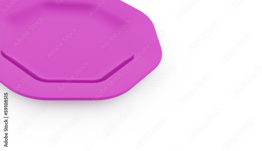 Pink plate rendered isolated on white Pink plate rendered isolated on white
