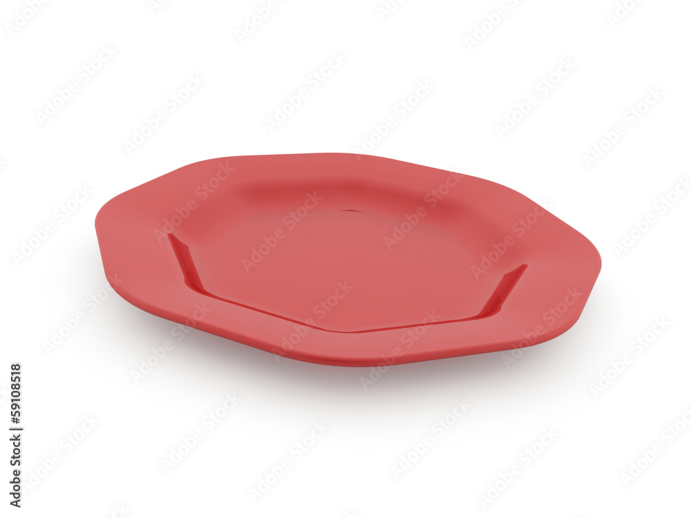 Red plate isolated on white Red plate isolated on white