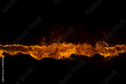 Blazing flames on black background
